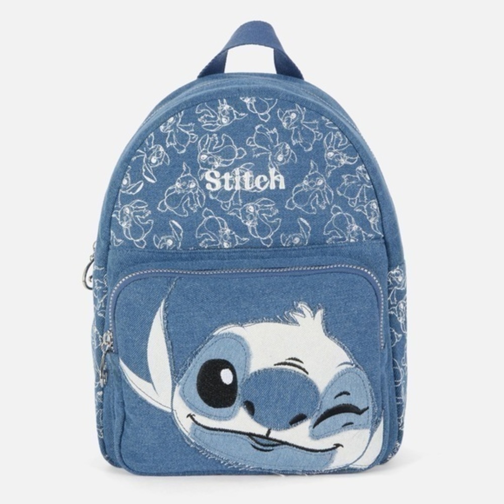 Disneys : Stitch Blue Denim Embroidered Backpack | NWT ✨ - Picture 1 of 12